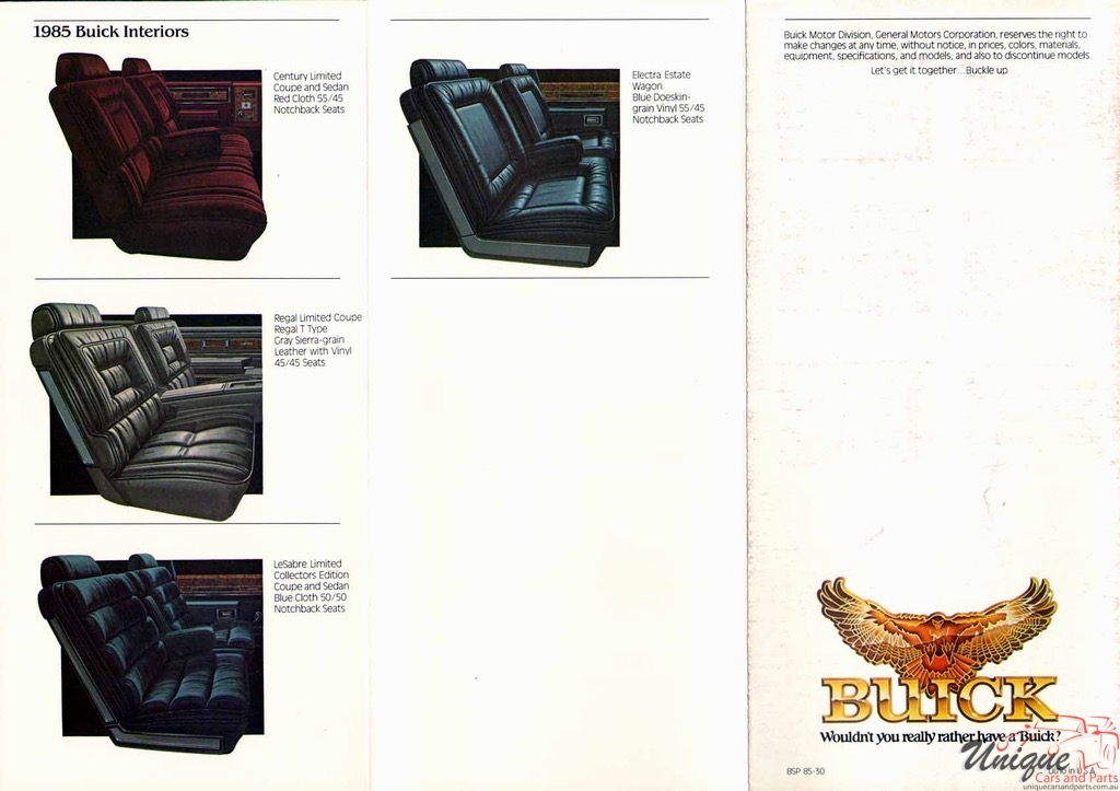 1985 Buick Electra, Regal, LeSabre and Electra Wagon Paint Chart Page 1